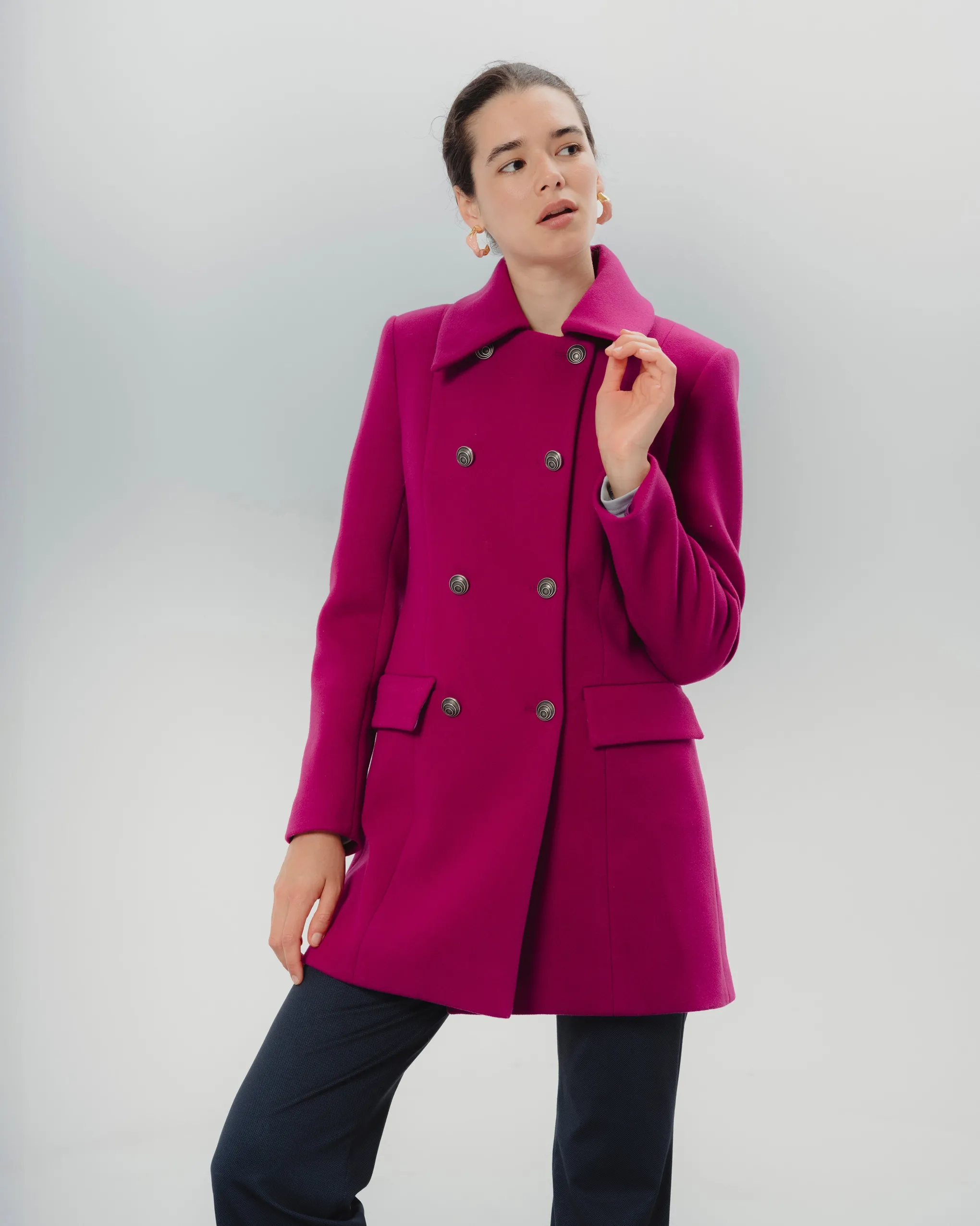 Abrigo Doble Botonadura Magenta Ana
