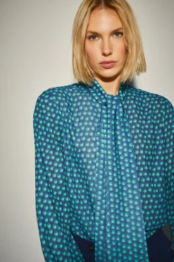 Blusa Lazada Cuello Estampado Geométrico