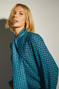 Blusa Lazada Cuello Estampado Geométrico