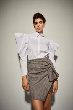 Blusa Manga Abullonada Blanco