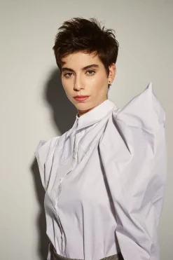 Blusa Manga Abullonada Blanco