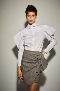 Blusa Manga Abullonada Blanco