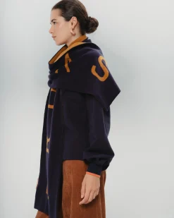 Bufanda Maxi Estela Azul y Mostaza