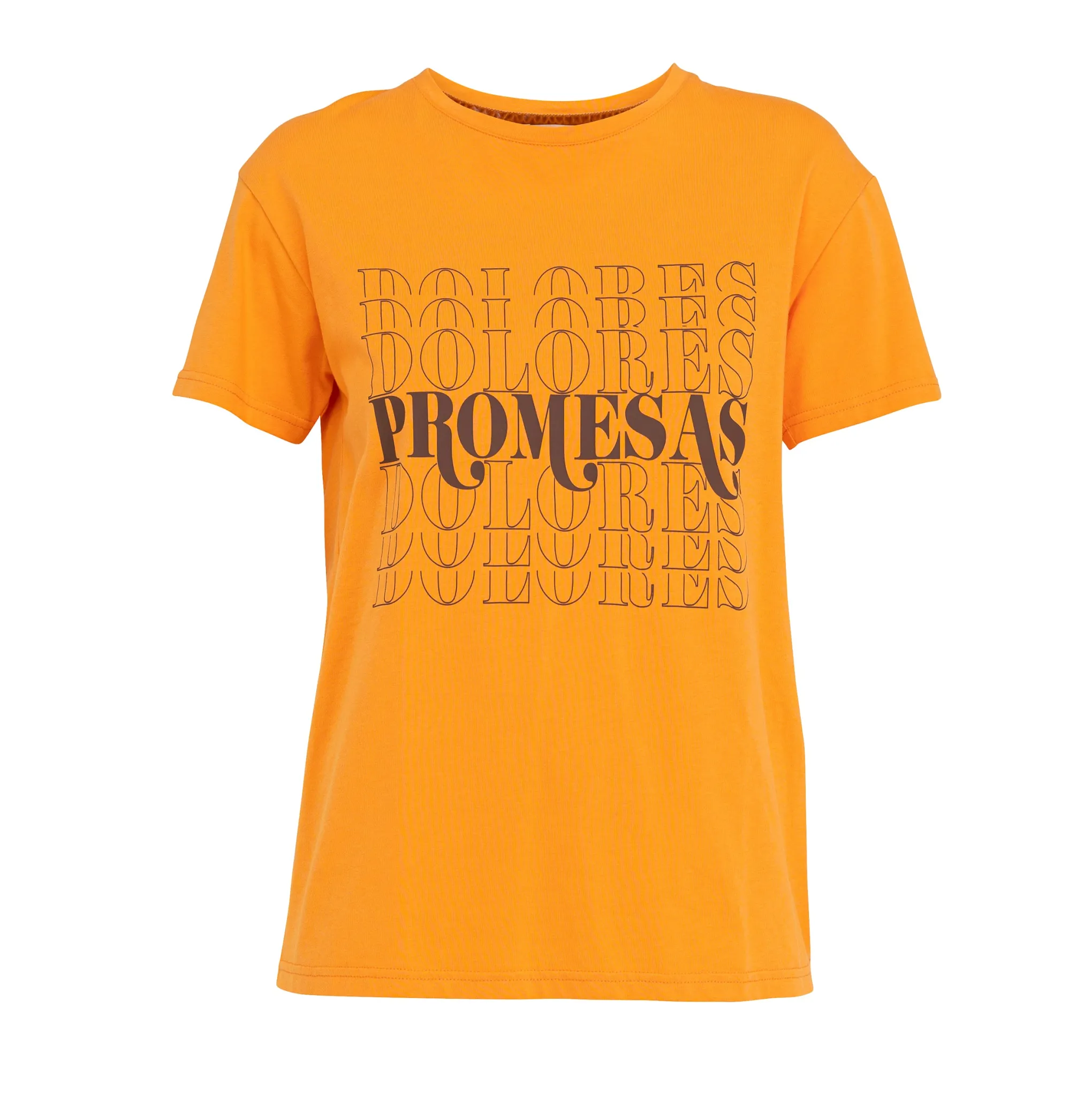 Camiseta Naranja letrero Dolores Promesas