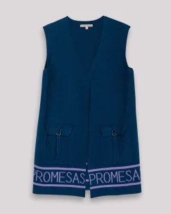 Chaleco Largo Promesas Azul