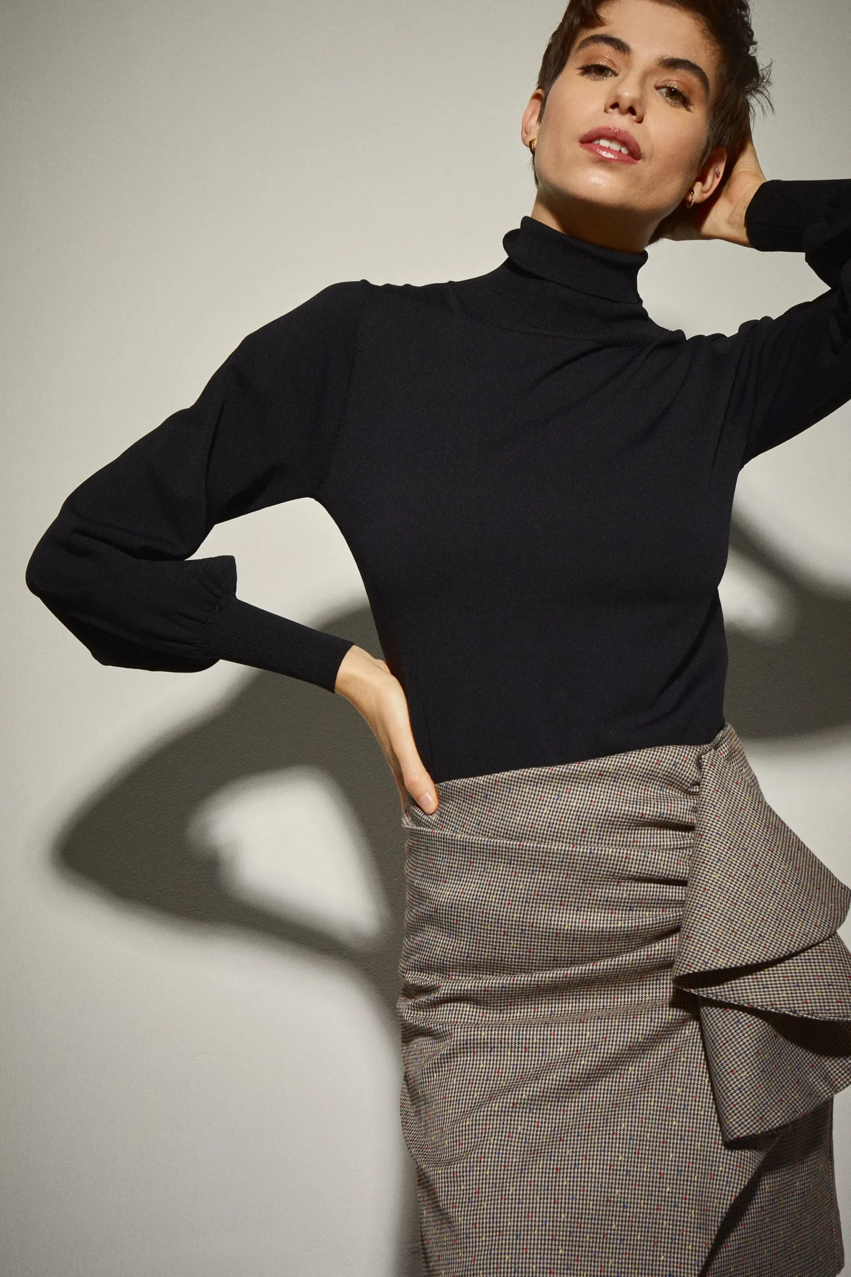 Falda Drapeada Mini Gris