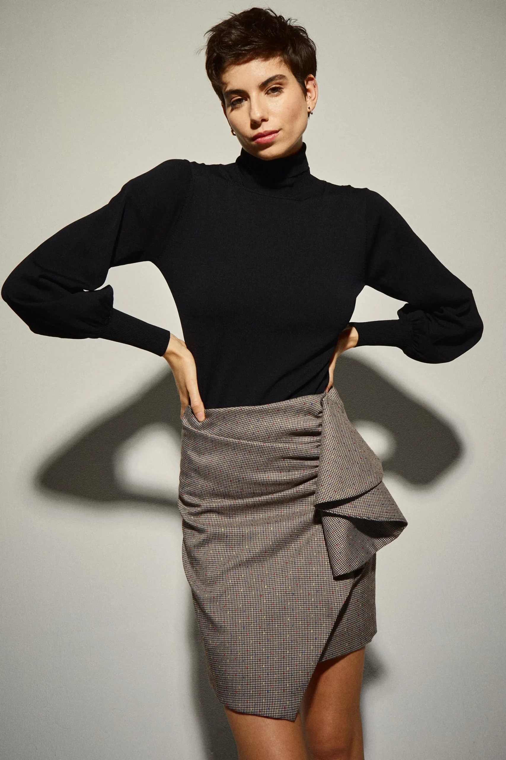 Falda Drapeada Mini Gris