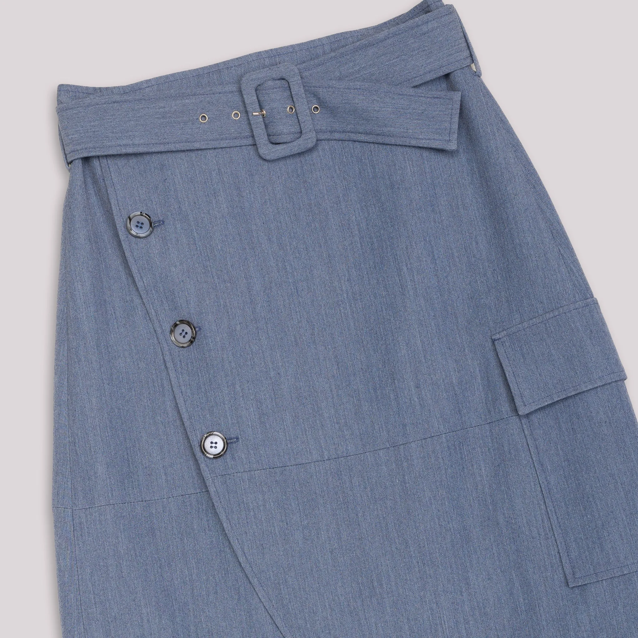 Falda Midi Bolsillos Azul