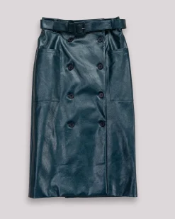 Falda midi efecto piel Bella