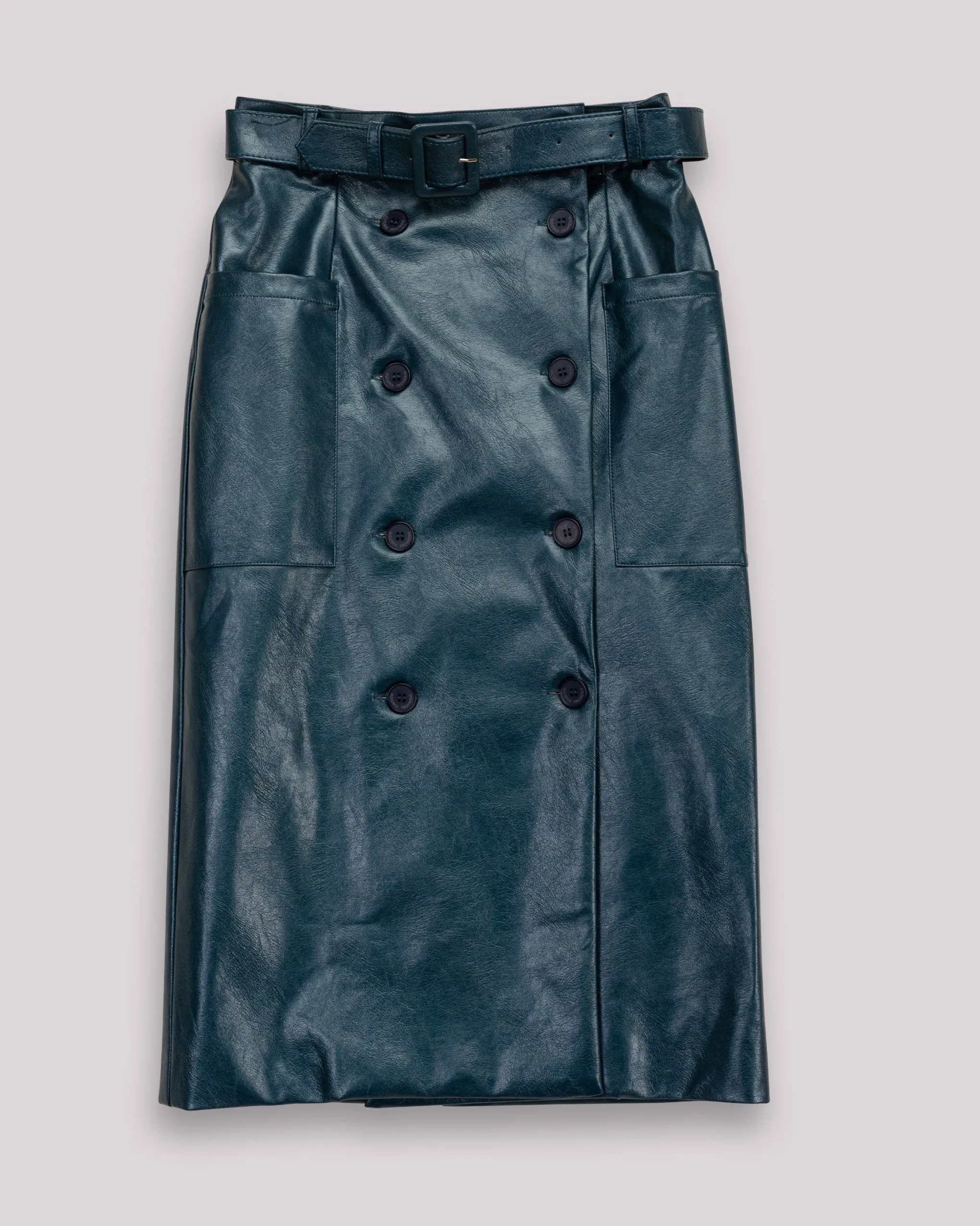 Falda midi efecto piel Bella