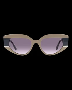 Gafa con tendencia a cat eye beige, blanca y gris