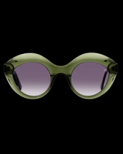 Gafa con tendencia a cat eye verde con estampado de hojas