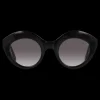 Gafa con tendencia a cat eye negra con estampado de hojas
