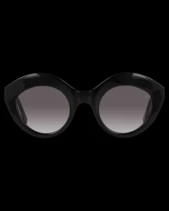 Gafa con tendencia a cat eye negra con estampado de hojas