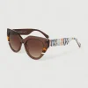 Gafa con tendencia a cat eye negro, burdeos y estampado