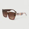 Gafa con tendencia a cat eye marrón jaspeado, marrón semitransparente y estampado