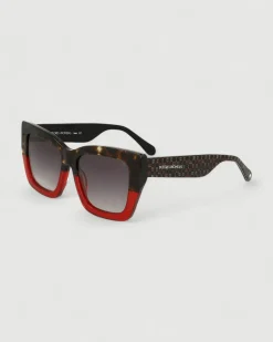 Gafa con tendencia a cat eye habana, burdeos y estampado