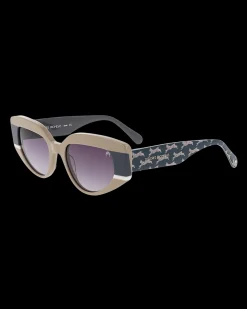 Gafa con tendencia a cat eye beige, blanca y gris