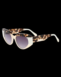 Gafa con tendencia a cat eye beige, blanca y habana