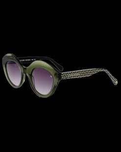 Gafa con tendencia a cat eye verde con estampado de hojas