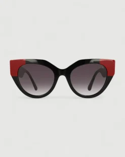 Gafa con tendencia a cat eye beige, habana y estampado