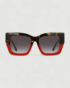 Gafa con tendencia a cat eye habana, burdeos y estampado