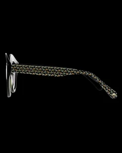 Gafa con tendencia a cat eye verde con estampado de hojas