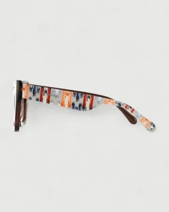 Gafa con tendencia a cat eye marrón jaspeado, marrón semitransparente y estampado