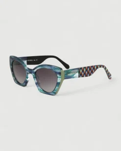 Gafa con tendencia a mariposa azul jaspeado, verde y estampado