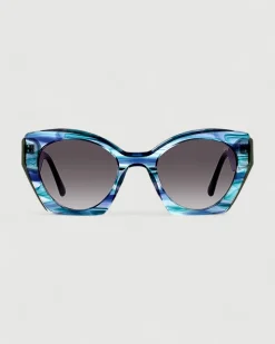 Gafa con tendencia a mariposa azul jaspeado, verde y estampado