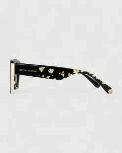 Gafa con tendencia a mariposa negra, beige y estampado