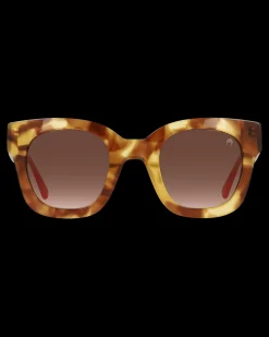 Gafa con tendencia cuadrada roja y negra con estampado de lunares