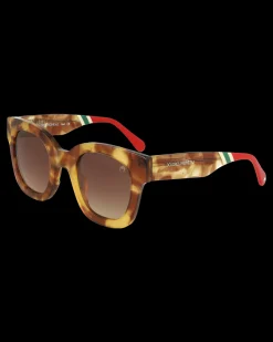 Gafa con tendencia cuadrada roja y negra con estampado de lunares