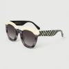 Gafa oversize negro jaspeado, beige y estampado