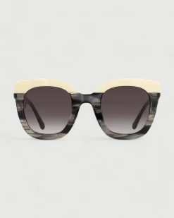 Gafa oversize negro jaspeado, beige y estampado
