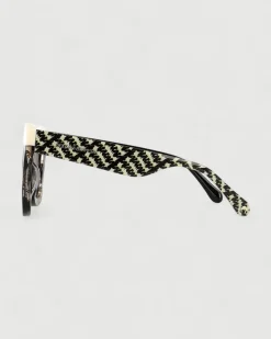 Gafa oversize negro jaspeado, beige y estampado