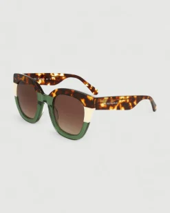 Gafa oversize verde, habana y beige