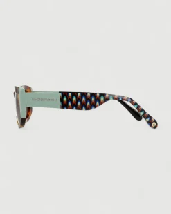 Gafa rectangular habana, turquesa y estampado