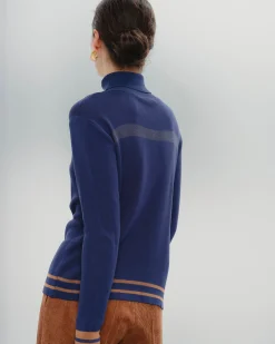Jersey Punto Azul Cuello Alto Carla