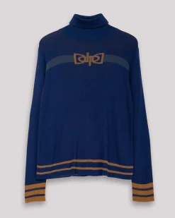 Jersey Punto Azul Cuello Alto Carla