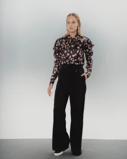 Pantalón ancho pinzas mujer