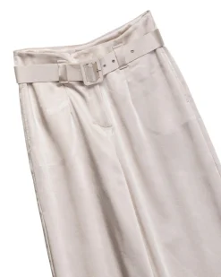 Pantalón fluido de cintura alta y cinturon