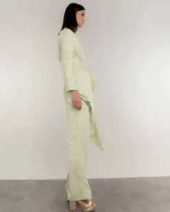 Pantalón recto fluido jacquard