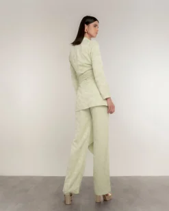 Pantalón recto fluido jacquard