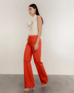 Pantalón recto rojo