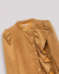 Vestido corto Filipa volantes camel