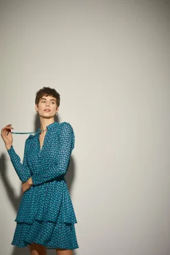 Vestido Estampado Geometrico Teal