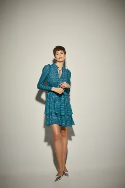 Vestido Estampado Geometrico Teal