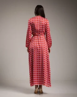 Vestido largo estampados circulos rojos