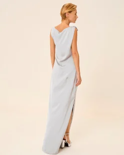 Vestido Largo Satinado Gris Alia